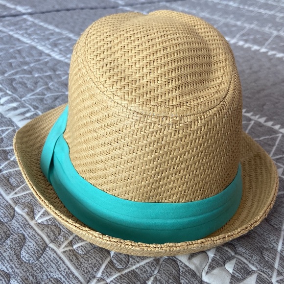 Charlotte Russe Woven Fedora with Turquoise Trim - Picture 2 of 4